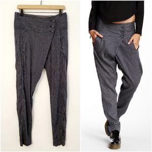 L.A.M.B. Striped Navy Linen Blend Harem Pants